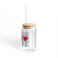 Bridgeport Love Glass Can with Straw and Lid, 16oz