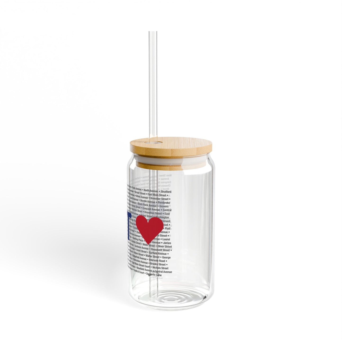 Bridgeport Love Glass Can with Straw and Lid, 16oz