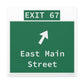 Vintage WCP Exit 67 Sign Matte Canvas, Stretched, 1.25"