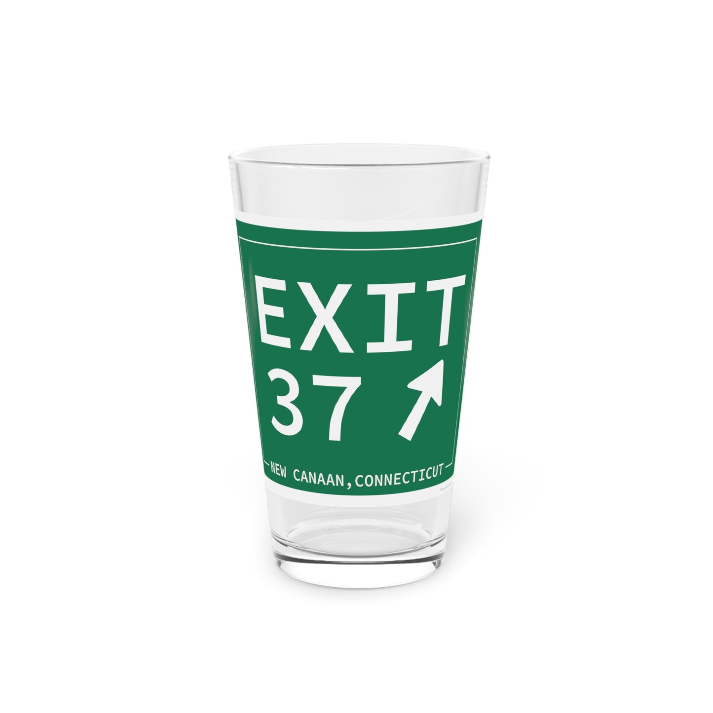 Vintage Exit 37 Merritt Parkway Sign Pint Glass, 16oz