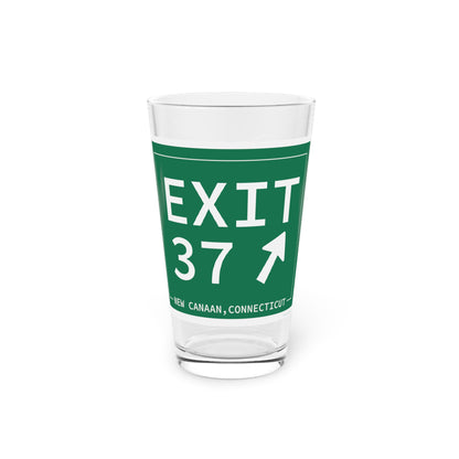 Vintage Exit 37 Merritt Parkway Sign Pint Glass, 16oz