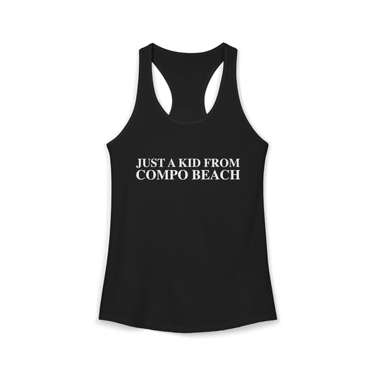 Just a kid from Compo Beach Women's Ideal Racerback Tank Top