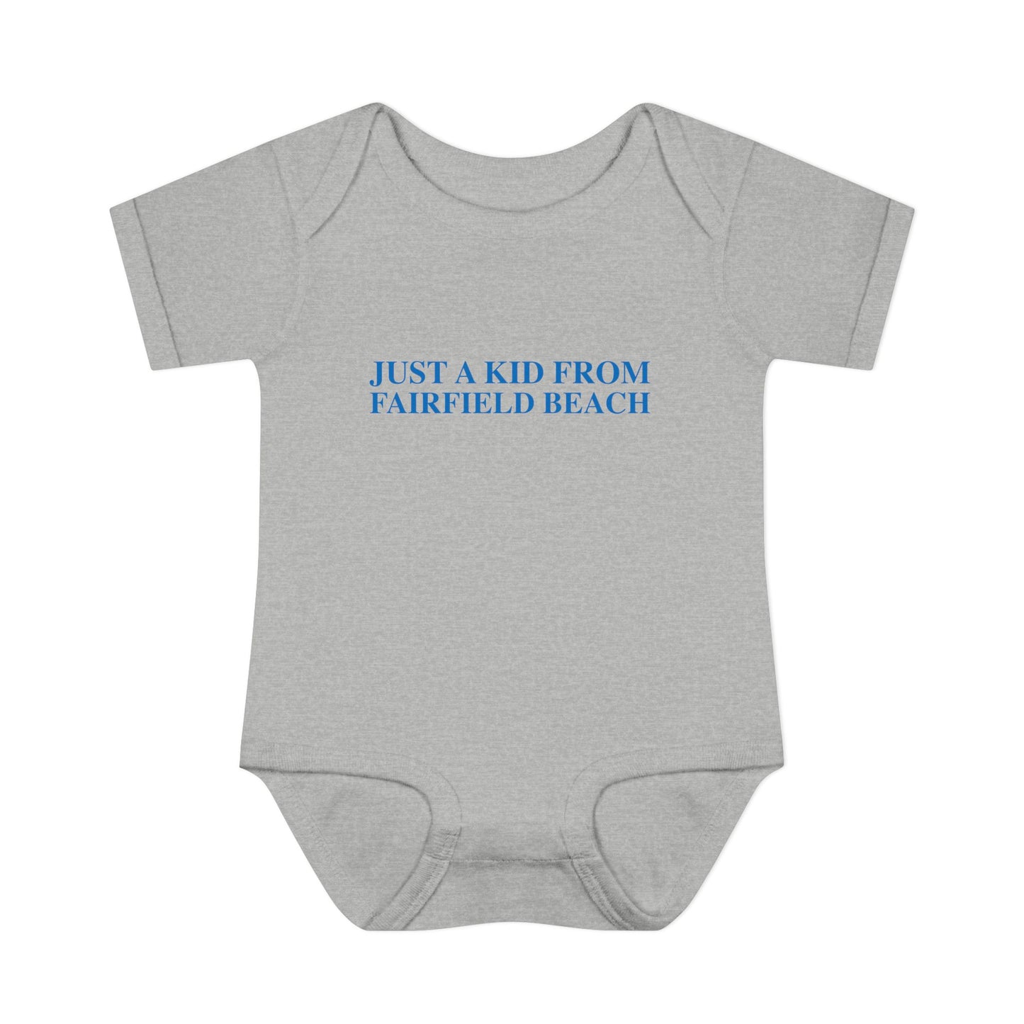 Just a kid from Fairfield Beach Infant Baby Rib Bodysuit
