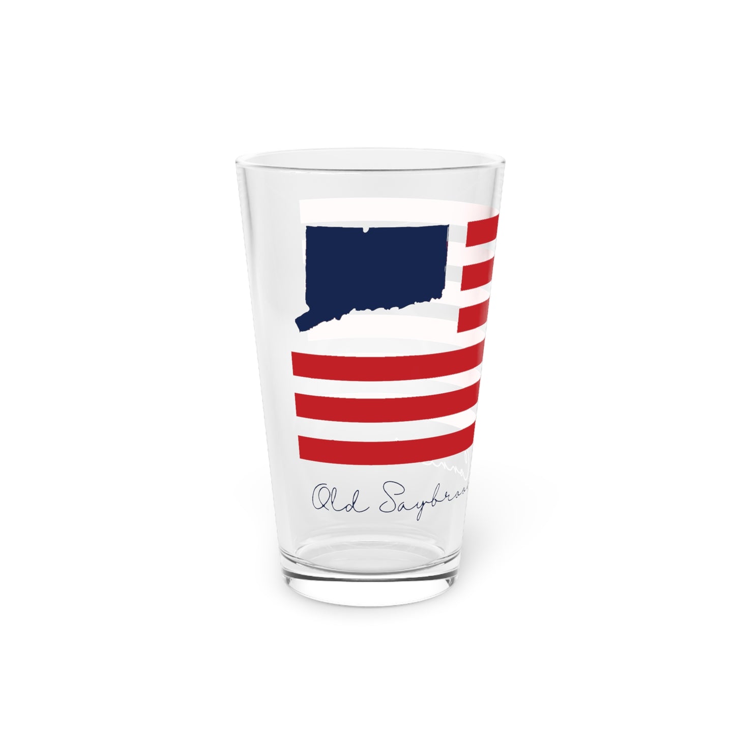 Old Saybrook Connecticut Flag Pint Glass, 16oz