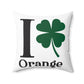 I Clover Orange Spun Polyester Square Pillow