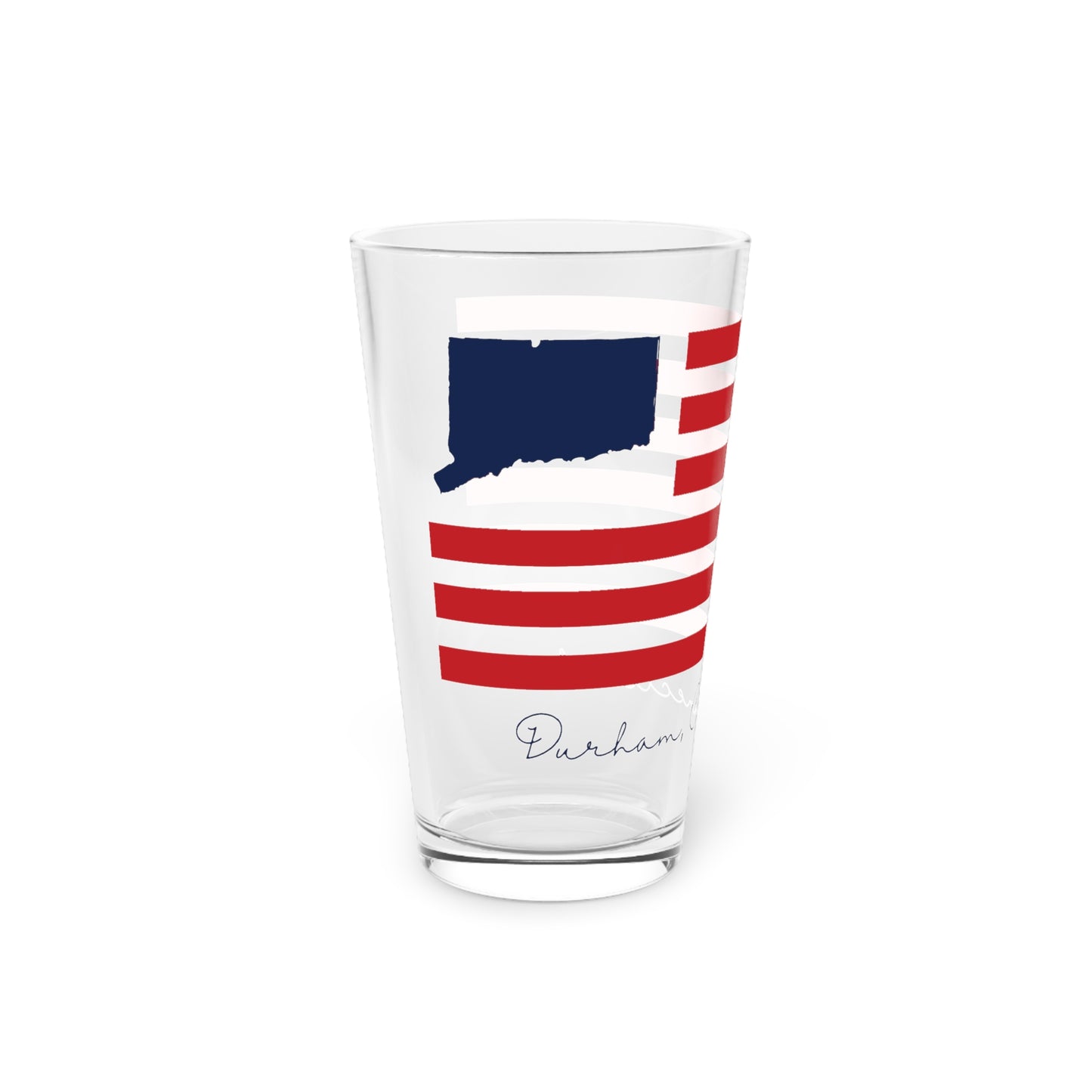 Durham Connecticut Flag Pint Glass, 16oz