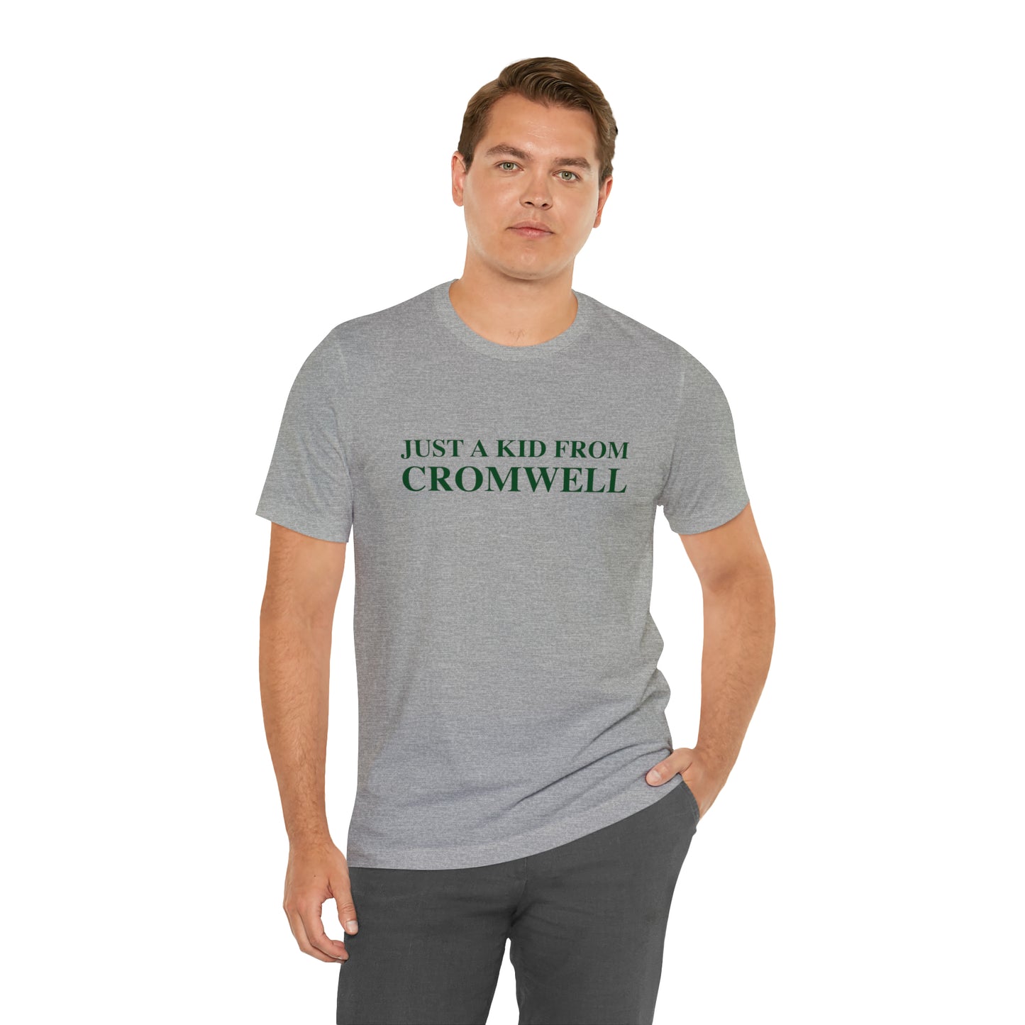 Just a kid from Cromwell Unisex Jersey Short Sleeve T-Shirt (green)