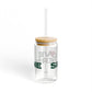 Love Silvermine Glass Can with Straw and Lid, 16oz