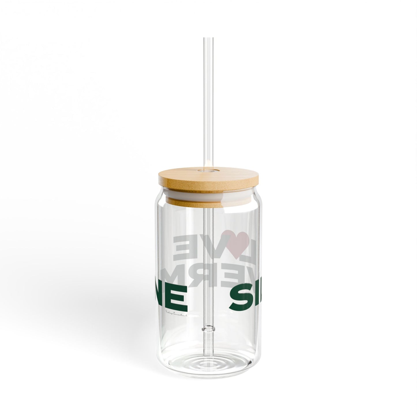 Love Silvermine Glass Can with Straw and Lid, 16oz