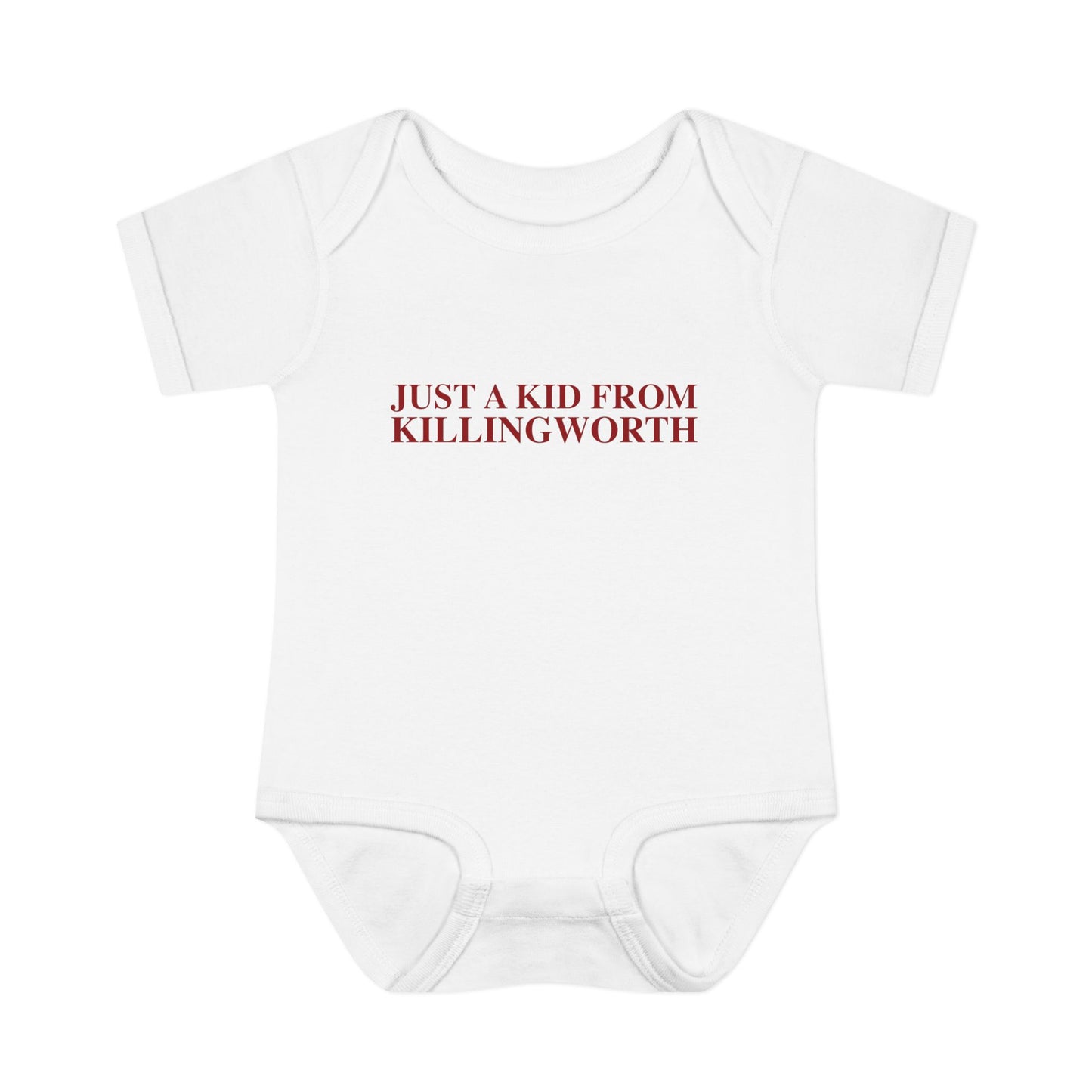 Just a kid from Killingworth Infant Baby Rib Bodysuit