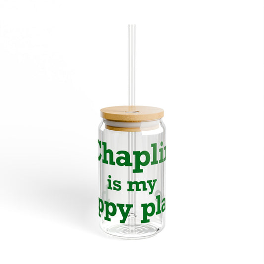 Chaplin is My Happy Place Sipper Glass, 16oz