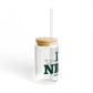 I Heart NRWK Glass Can with Straw and Lid, 16oz