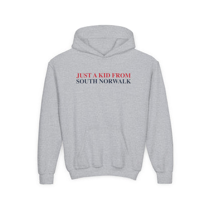 Just a kid from South Norwalk Youth Heavy Blend Hooded Sweatshirt