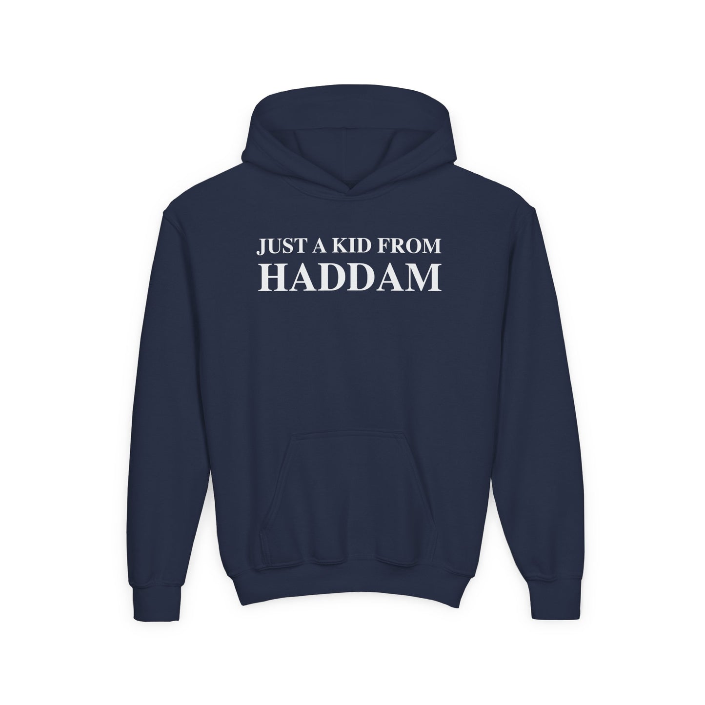 Just a kid from Haddam Youth Heavy Blend Hooded Sweatshirt