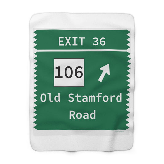Vintage Merritt Parkway Exit 36 Sign Sherpa Fleece Blanket