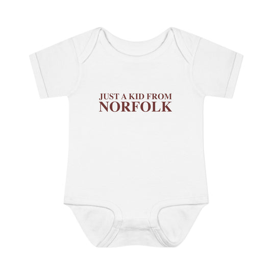 Just a kid from Plymouth Infant Baby Rib Bodysuit