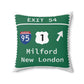 Vintage Merritt Parkway Exit 54 Sign Spun Polyester Square Pillow
