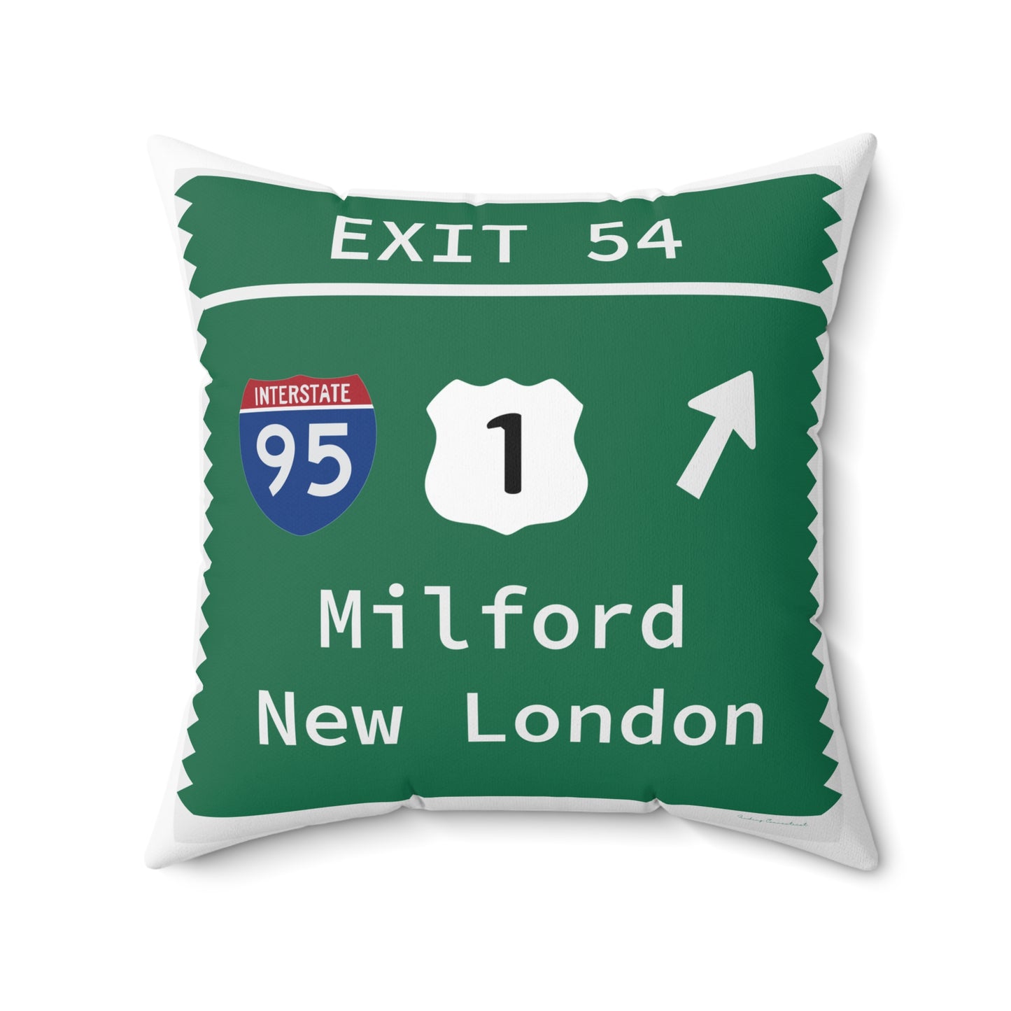 Vintage Merritt Parkway Exit 54 Sign Spun Polyester Square Pillow