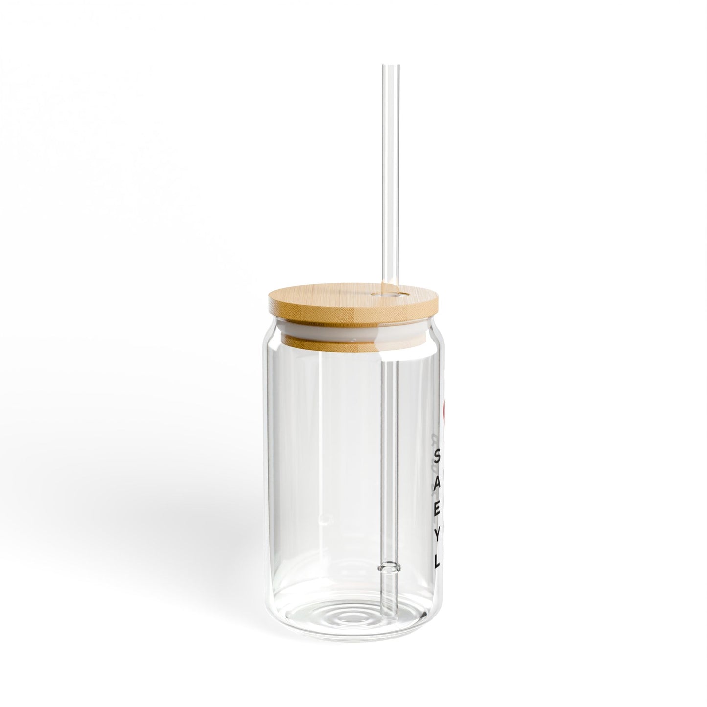 Strawberry Hill Vision Glass Can with Straw and Lid, 16oz