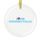 Love Connecticut Glass Ornaments