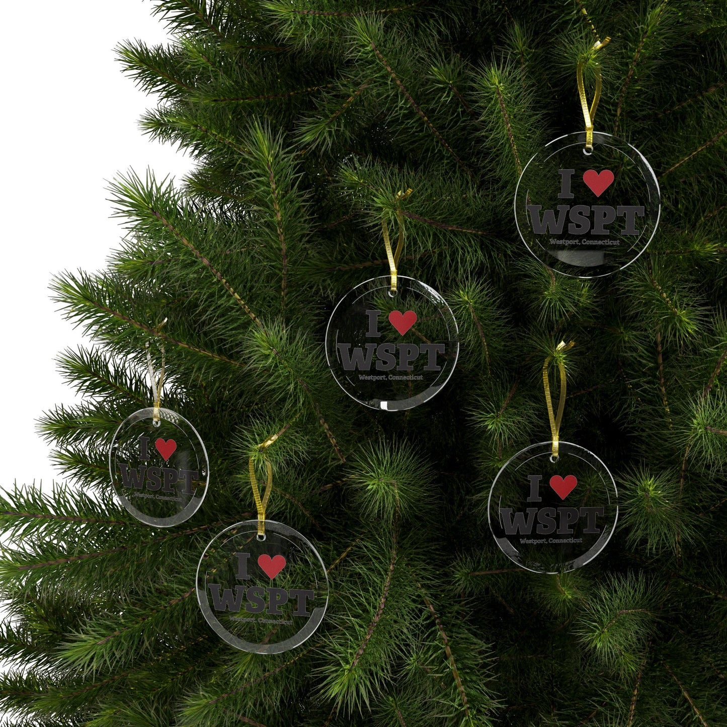 I Heart WSPT Glass Ornaments