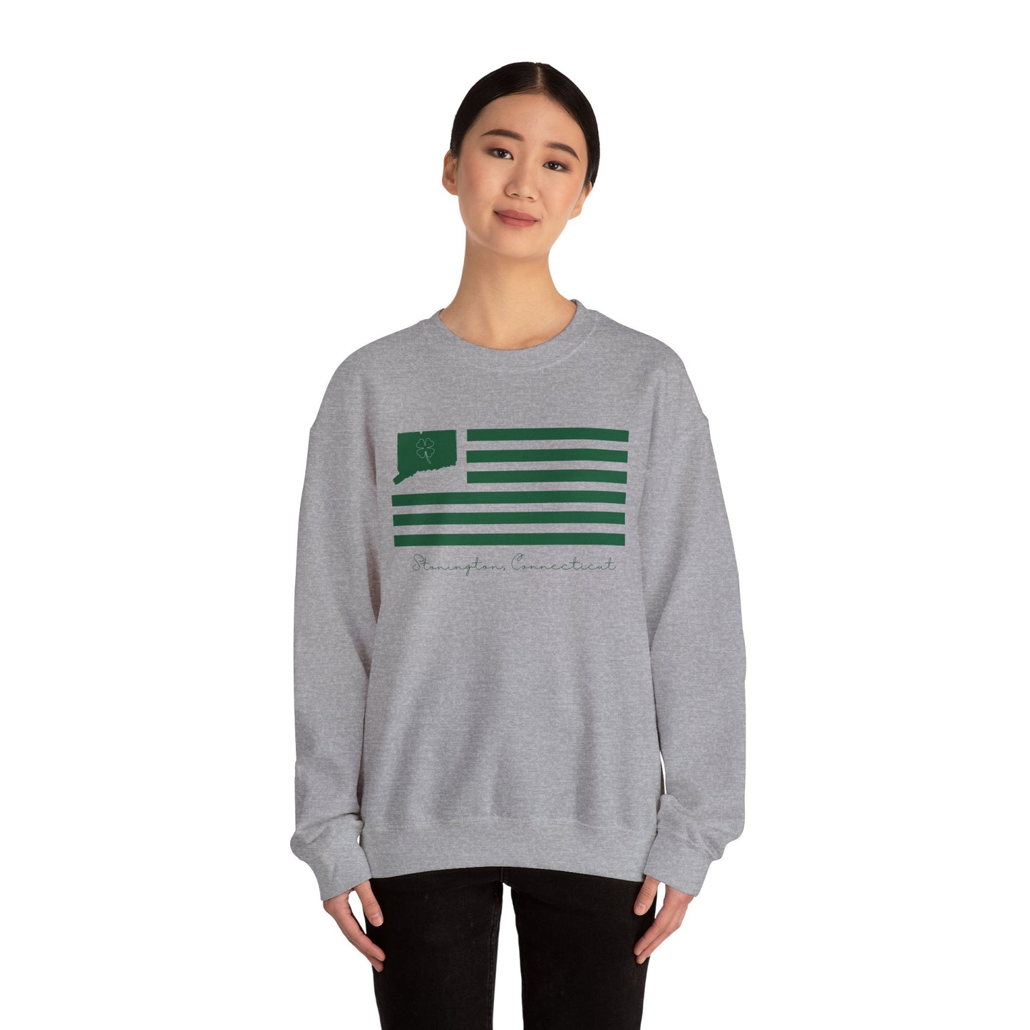 Stonington Connecticut St Patrick’s Day Flag Unisex Heavy Blend™ Crewneck Sweatshirt