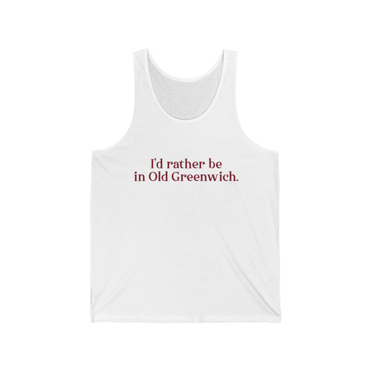 I’d rather be in Old Greenwich Unisex Jersey Tank Top