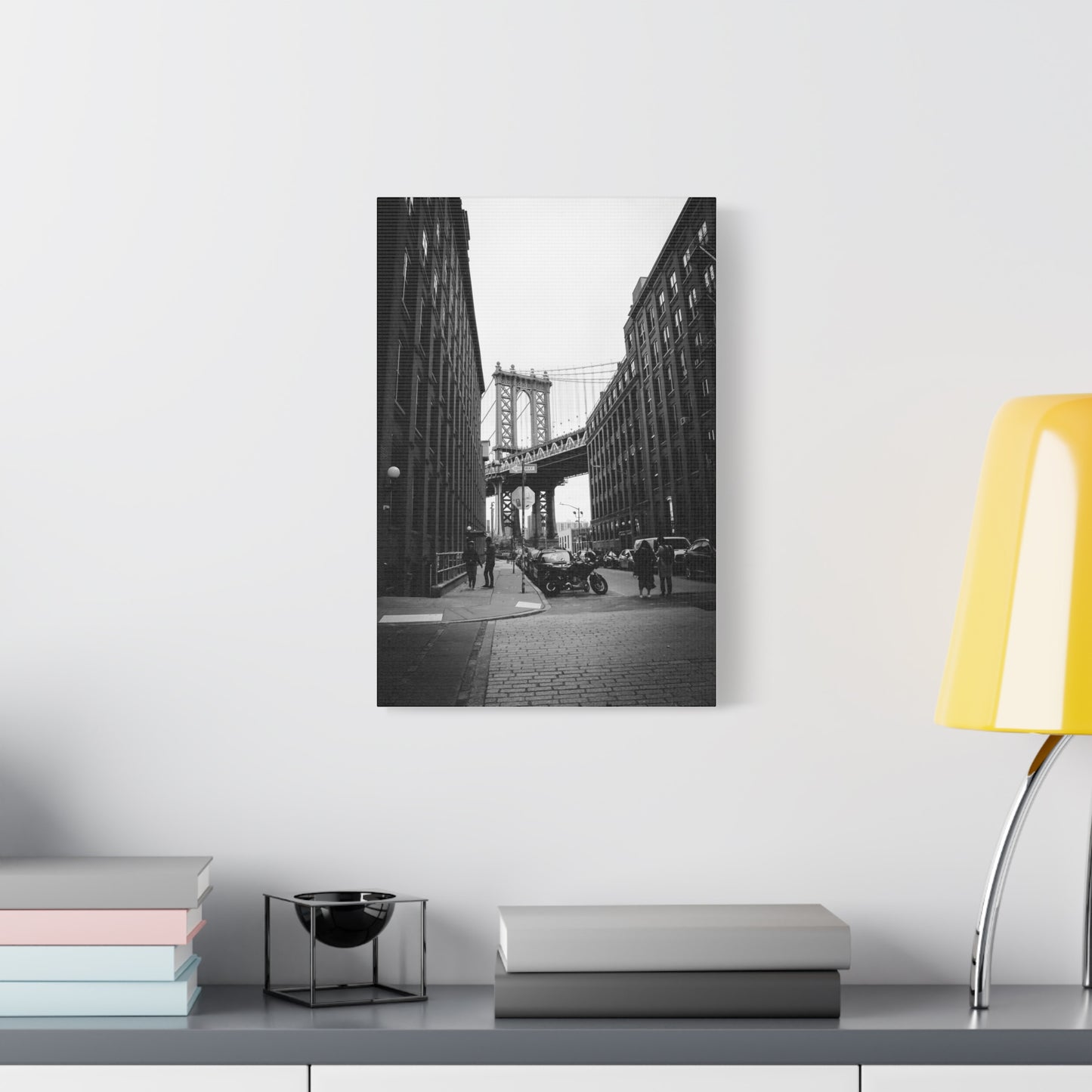 Manhattan Bridge Black and White Matte Canvas, Stretched, 1.25"