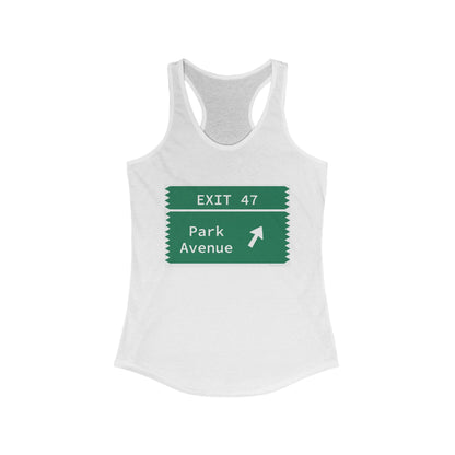 Vintage Merritt Parkway Exit 47 Sign Women's Ideal Racerback Tank Top
