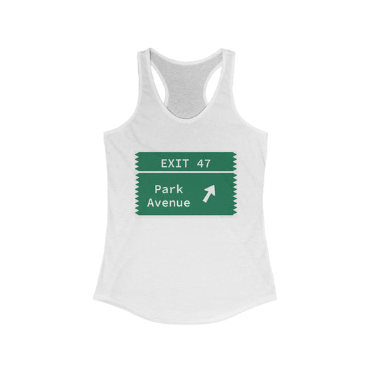 Vintage Merritt Parkway Exit 47 Sign Women's Ideal Racerback Tank Top