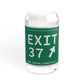 Vintage Exit 37 Merritt Parkway Sign Sipper Glass, 16oz