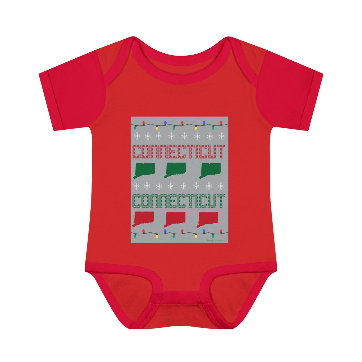 Connecticut Ugly Holiday Infant Baby Rib Bodysuit