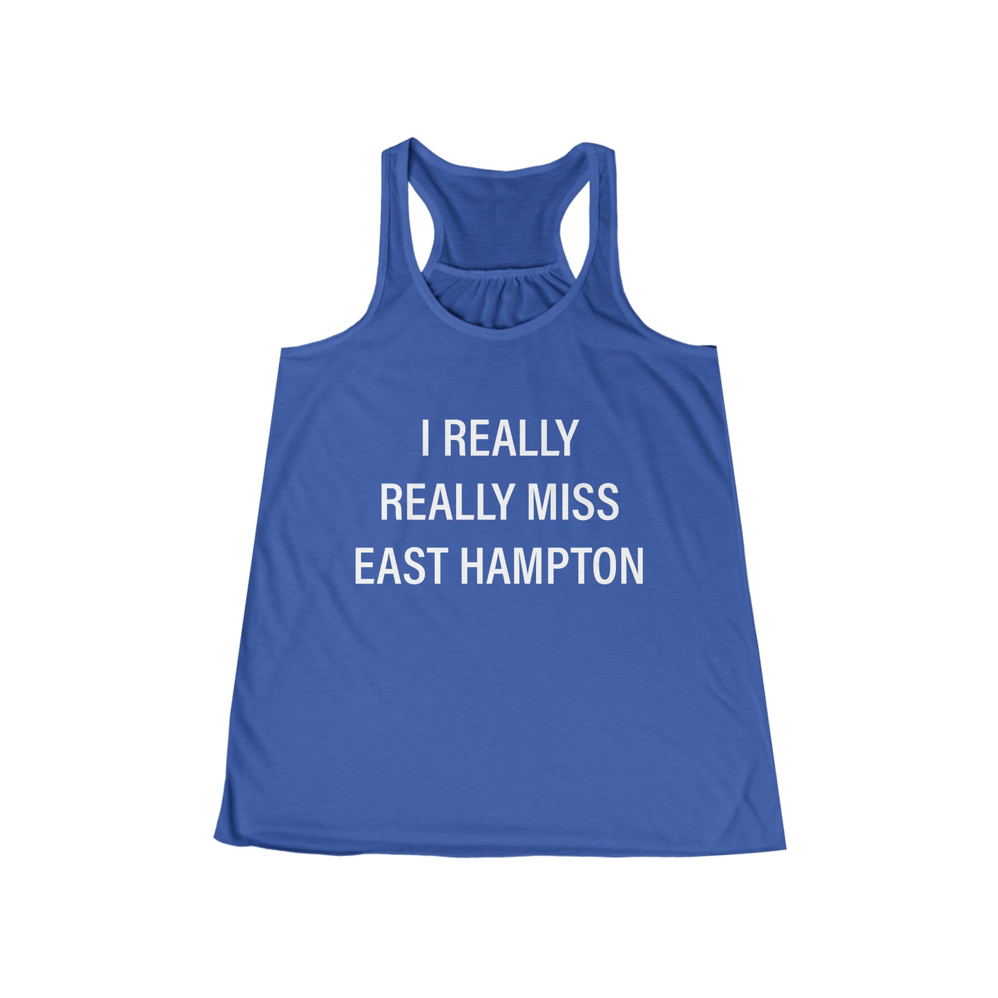 I Really Really Miss East Hampton (white) Women's Flowy Racerback Tank