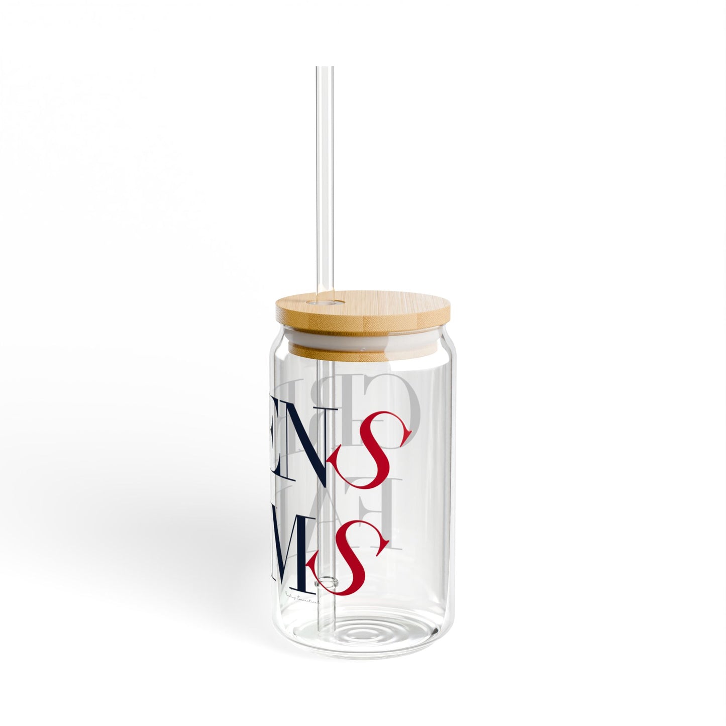 41 Tilt Greens Farms Glass Can with Straw and Lid, 16oz