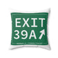 Vintage Exit 39A Merritt Parkway Sign Spun Polyester Square Pillow