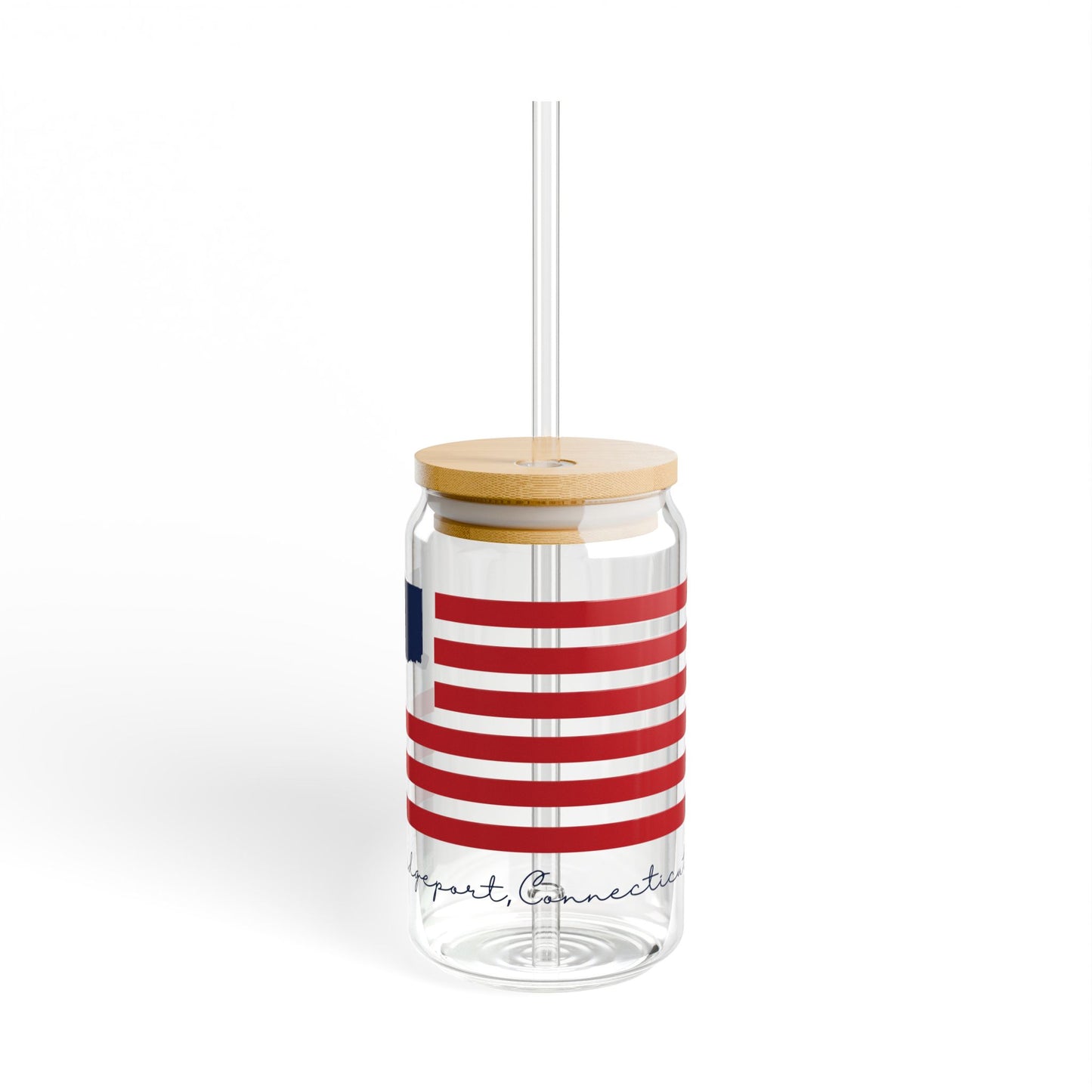 Bridgeport Connecticut Flag Sipper Glass, 16oz