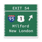 Vintage Merritt Parkway Exit 54 Sign Matte Canvas, Stretched, 1.25"