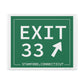 Vintage Exit 33 Merritt Parkway Sign Matte Canvas, Stretched, 1.25"
