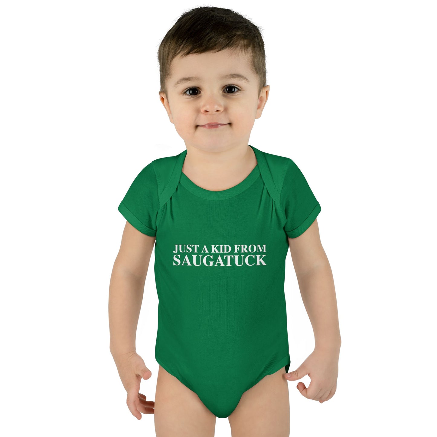 Just a kid from Saugatuck Infant Baby Rib Bodysuit