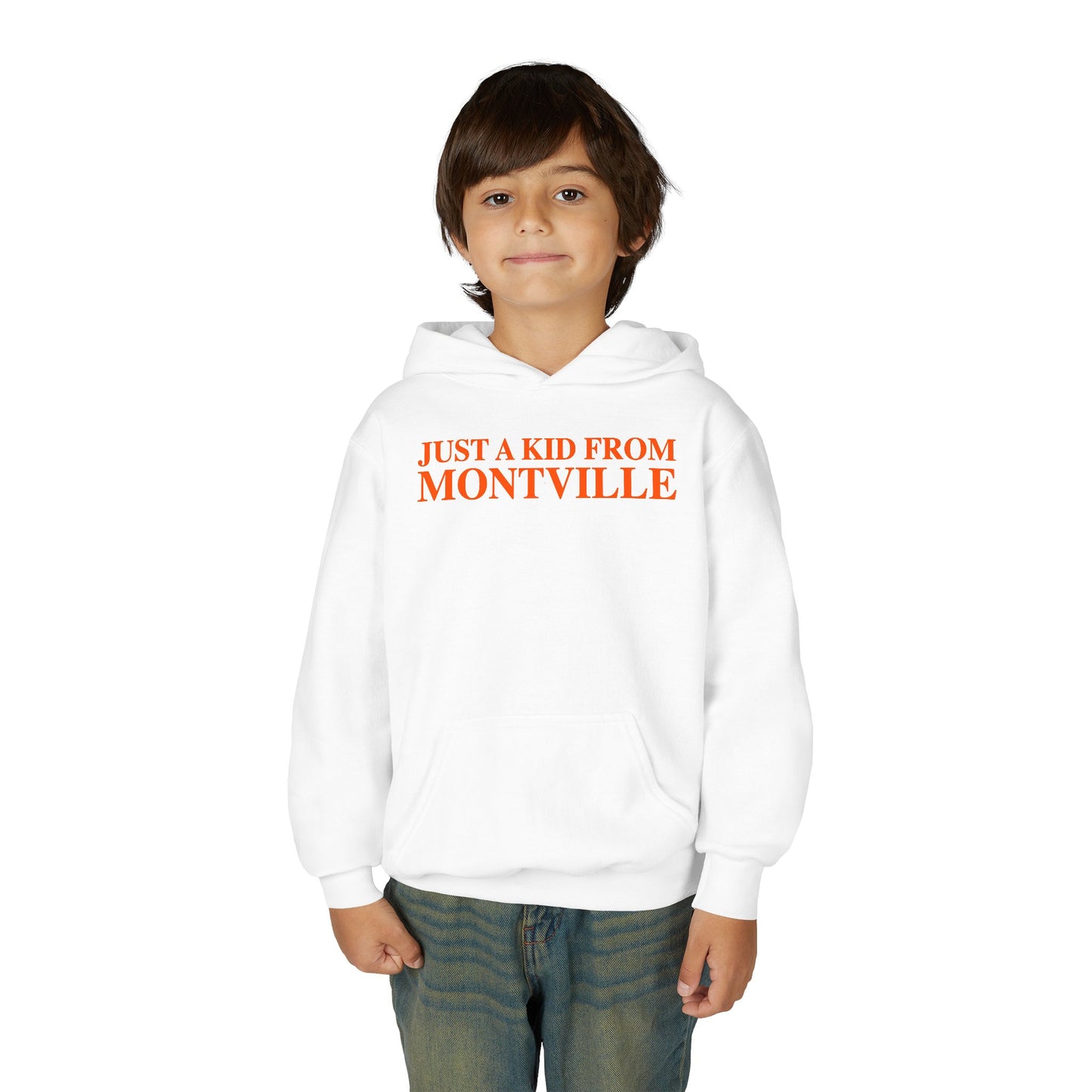 Just a kid from Montville Youth Heavy Blend Hooded Sweatshirt
