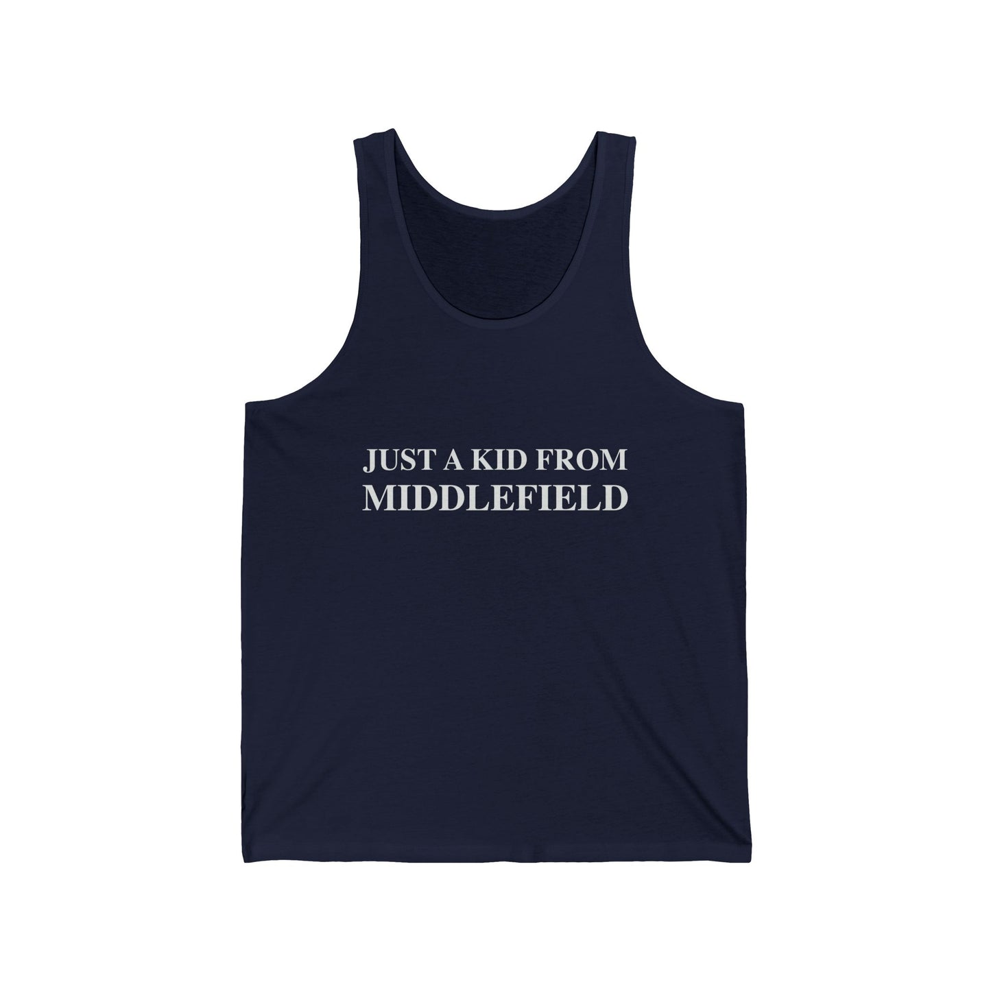 Just a kid from Middlefield Unisex Jersey Tank