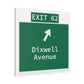 Vintage WCP Exit 62 Sign Matte Canvas, Stretched, 1.25"