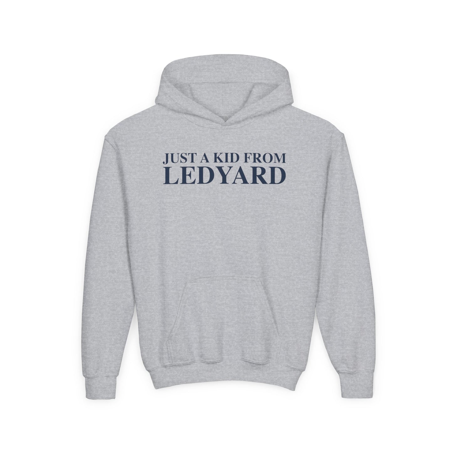 Just a kid from Ledyard Youth Heavy Blend Hooded Sweatshirt