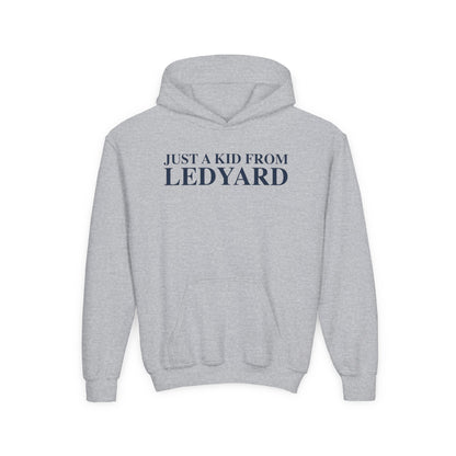 Just a kid from Ledyard Youth Heavy Blend Hooded Sweatshirt