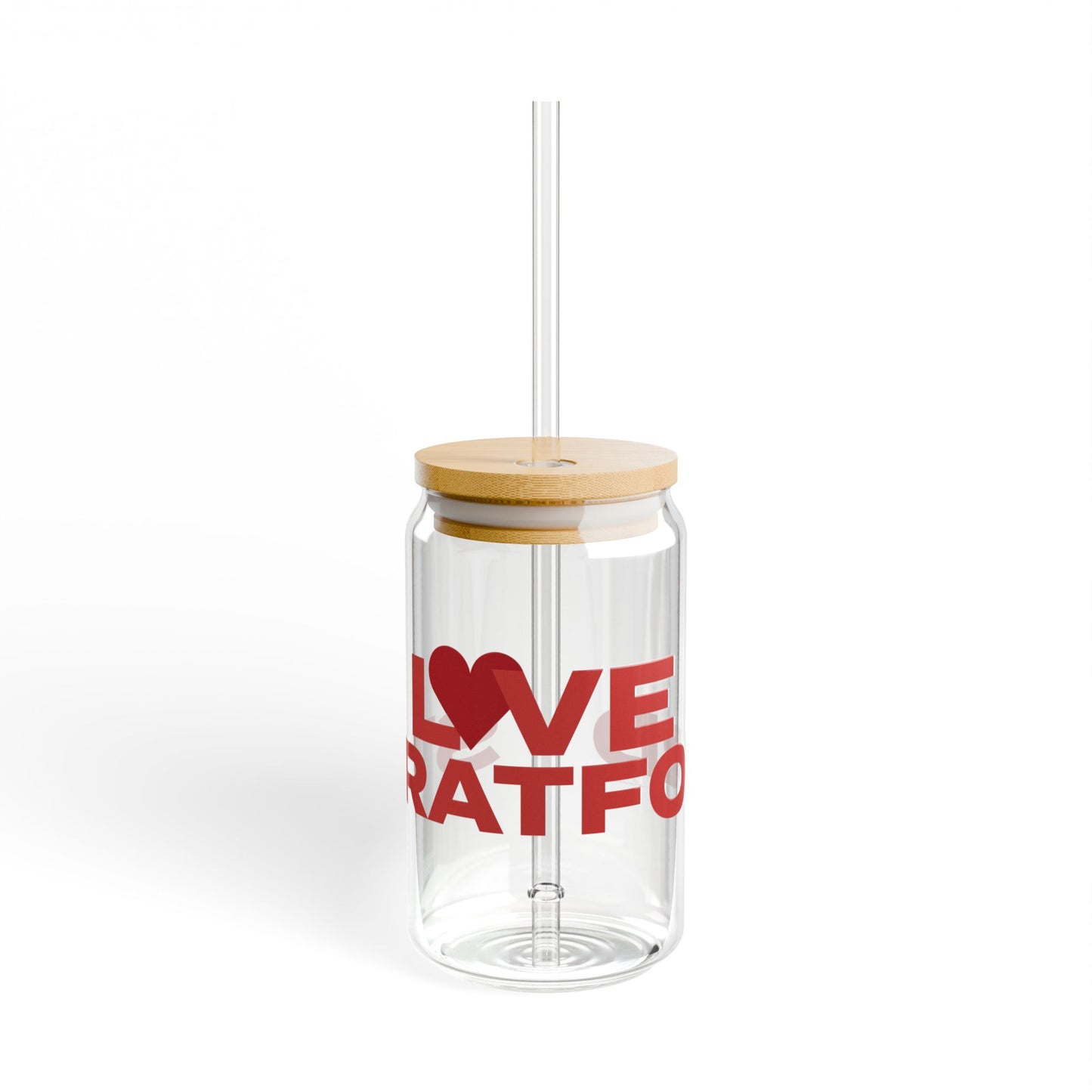 Love Stratford Glass Can with Straw and Lid, 16oz