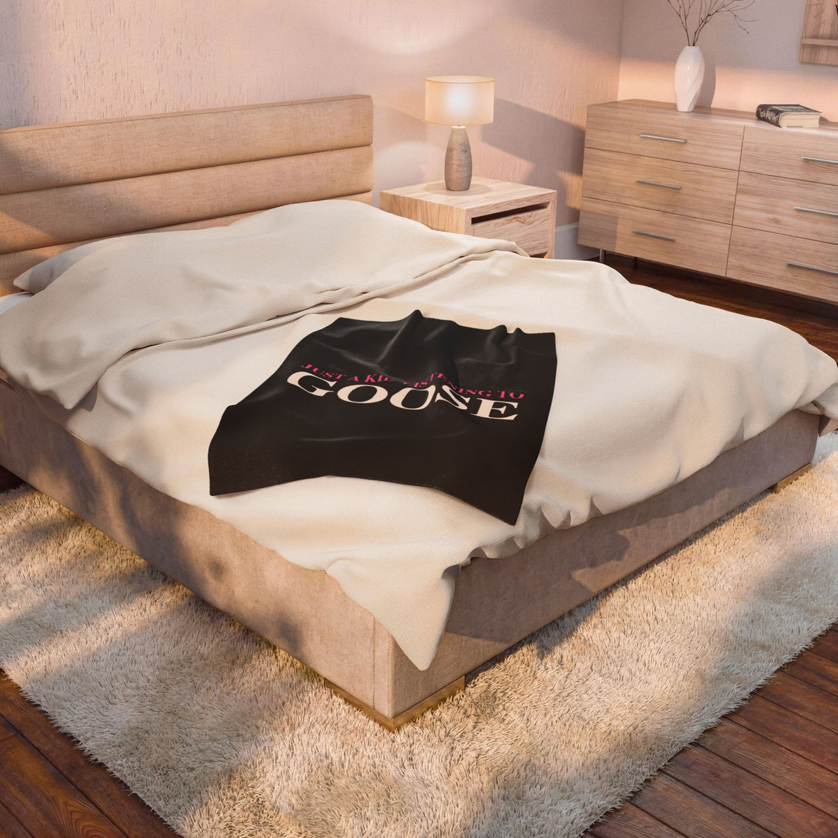 Copy of Just a kid listening to Goose  - Peach & Pink Velveteen Plush Blanket