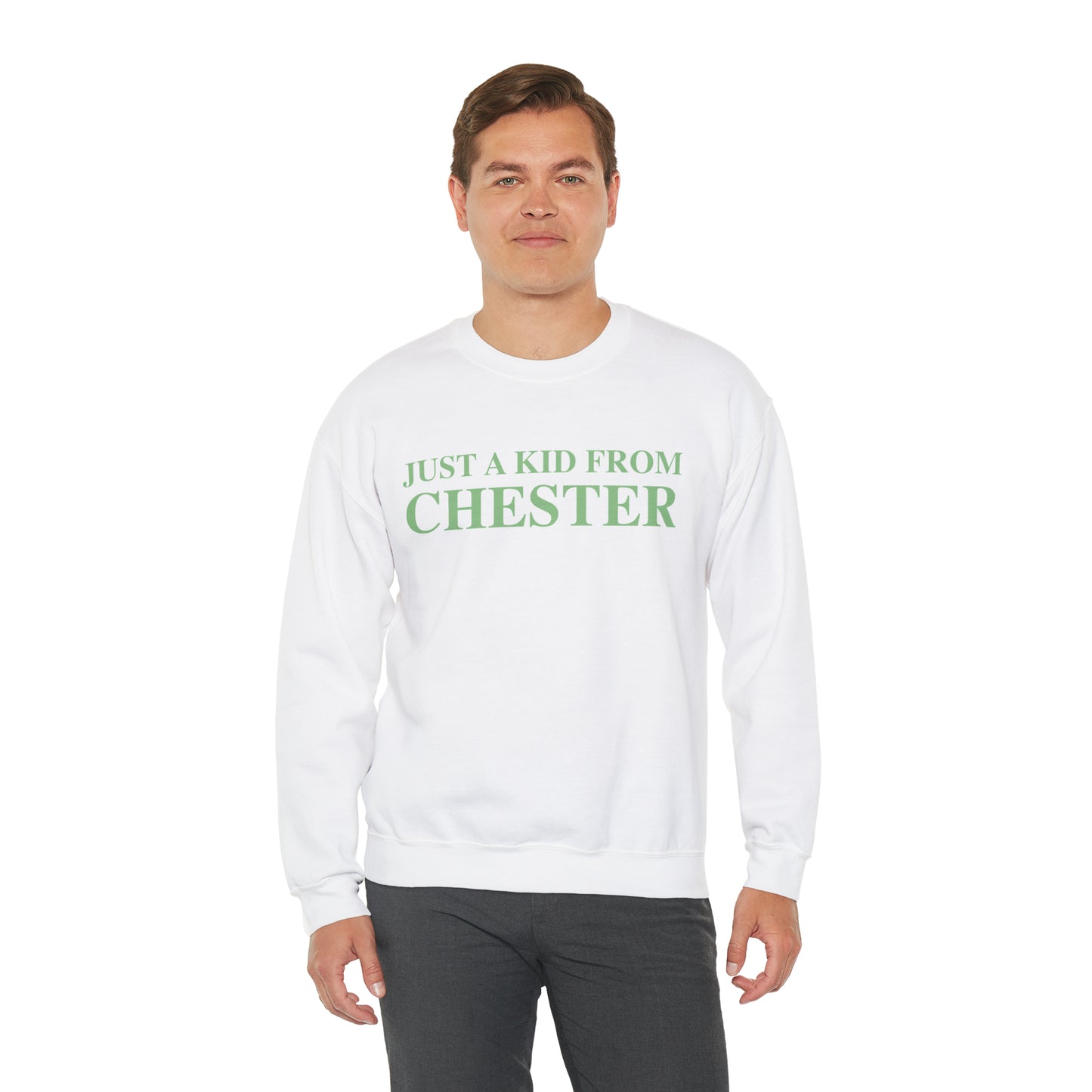 Just a kid from Chester Unisex Heavy Blend™ Crewneck Sweatshirt