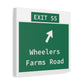 Vintage WCP Exit 55 Sign Matte Canvas, Stretched, 1.25"