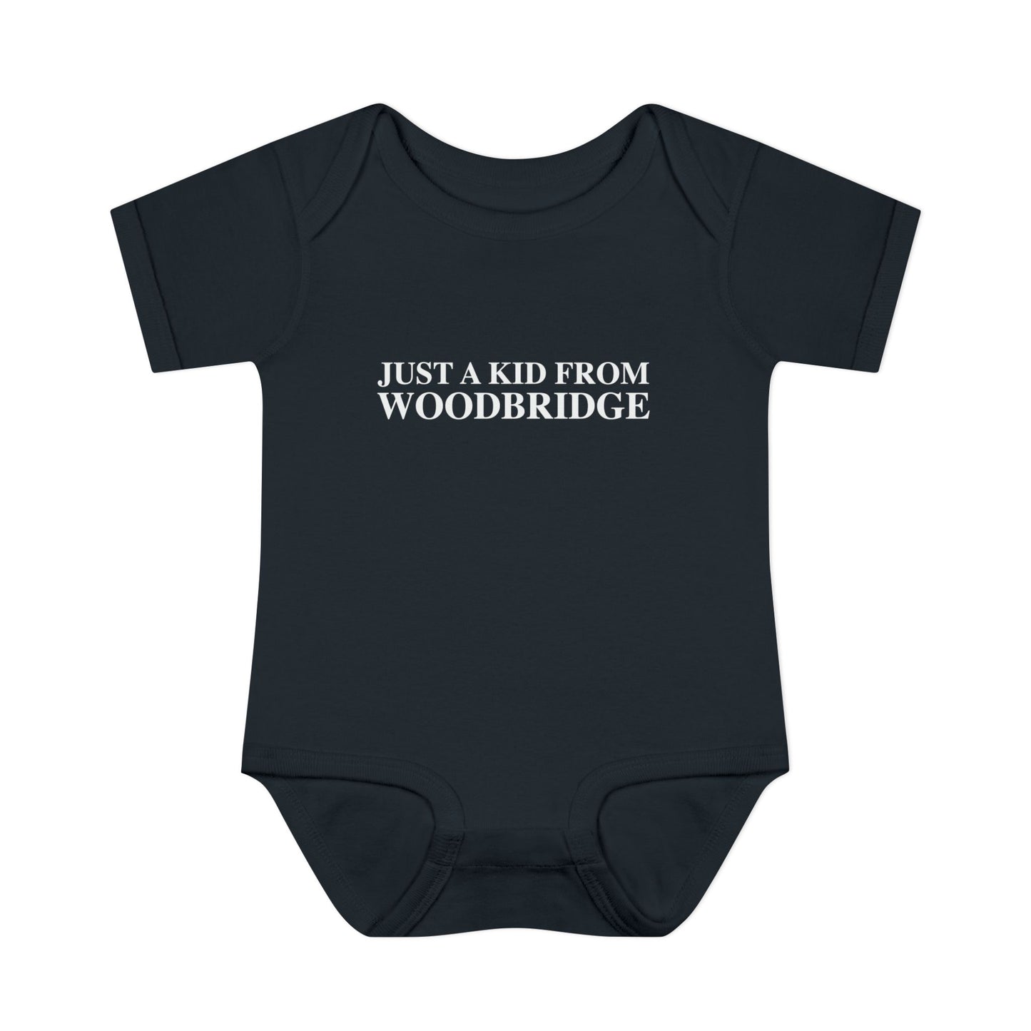 Just a kid from Woodbridge Infant Baby Rib Bodysuit