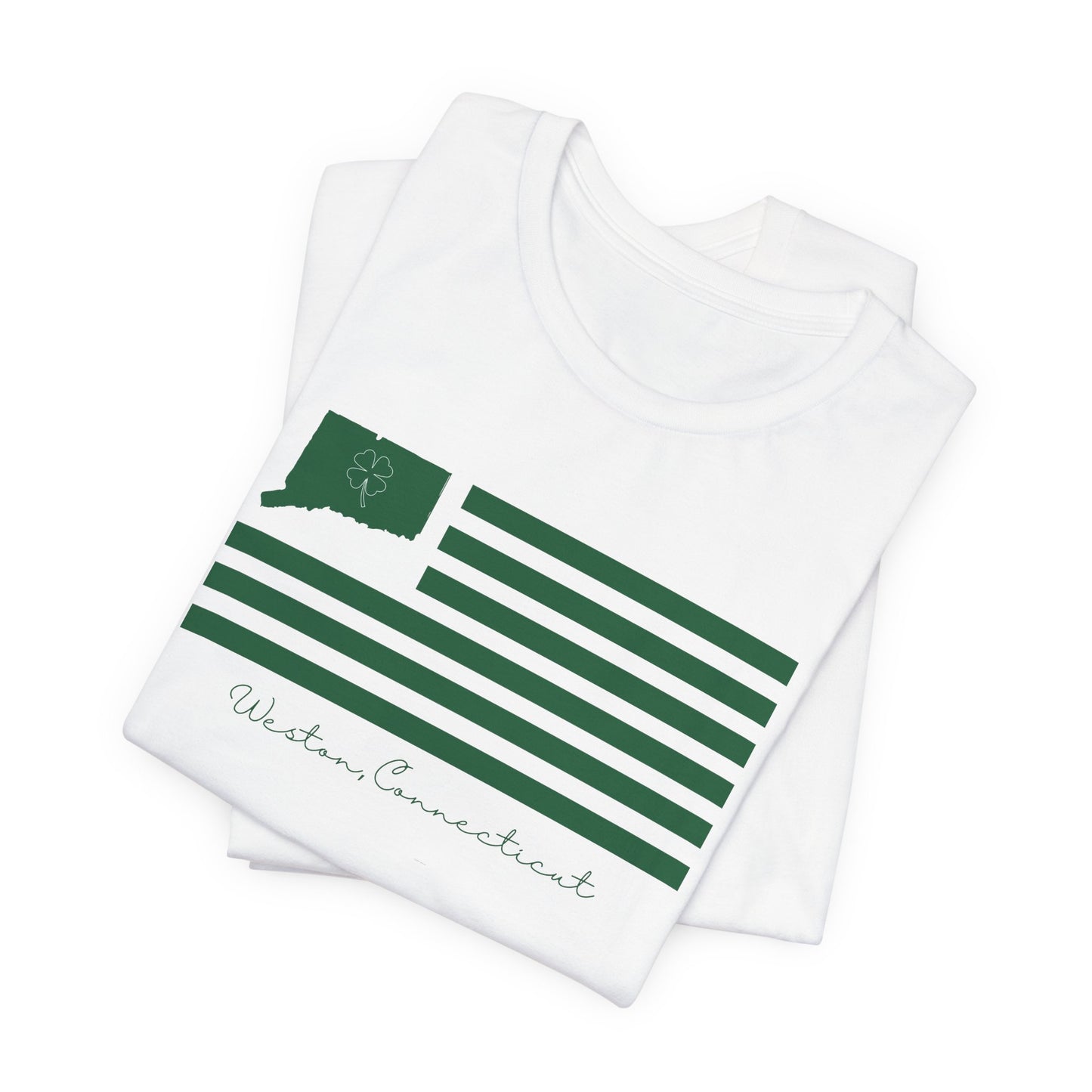 Weston Connecticut St. Patrick’s Day Flag Unisex Jersey Short Sleeve T-Shirt